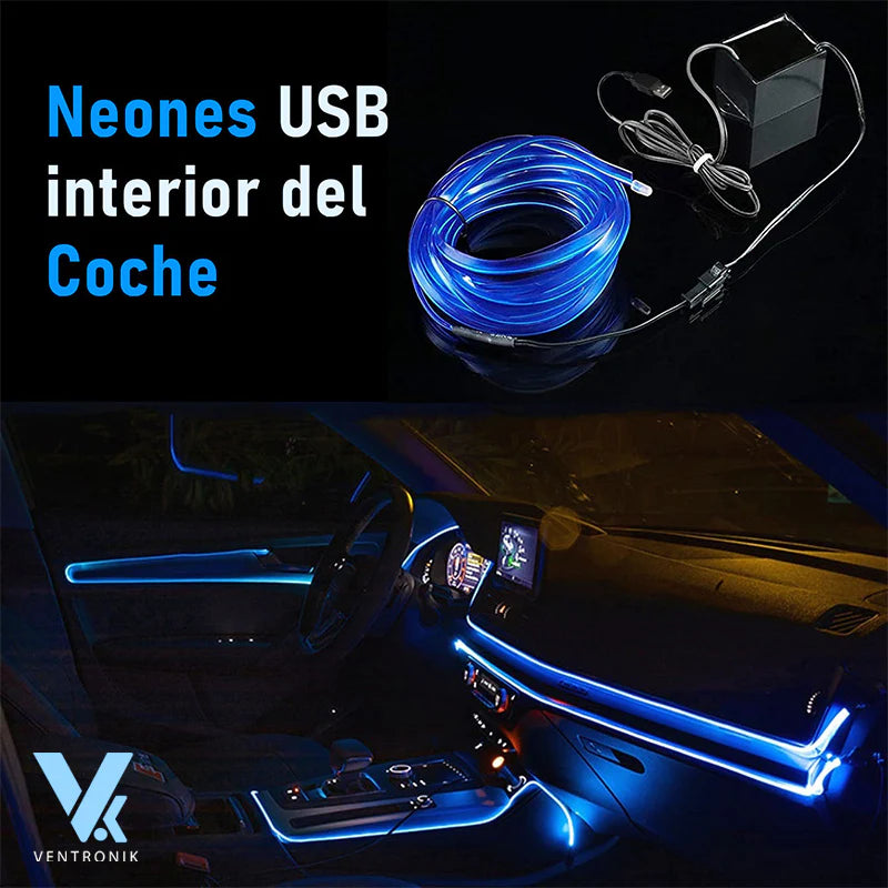 🚗✨ TIRA DE LUZ LED INTERIOR PARA COCHE - 7 COLORES NEÓN ✨🚗
